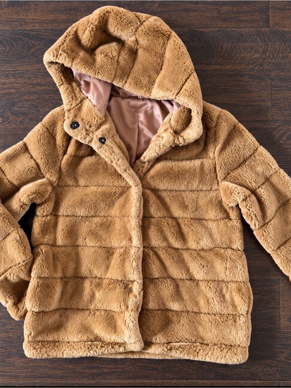 Teddy Hooded Coat in Camel